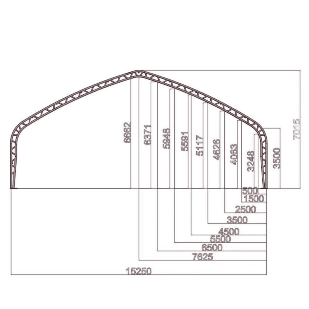 Robust Storage Tent: Spanning 50ft x 100ft x 23ft Dimensions for Dependable Shelter
